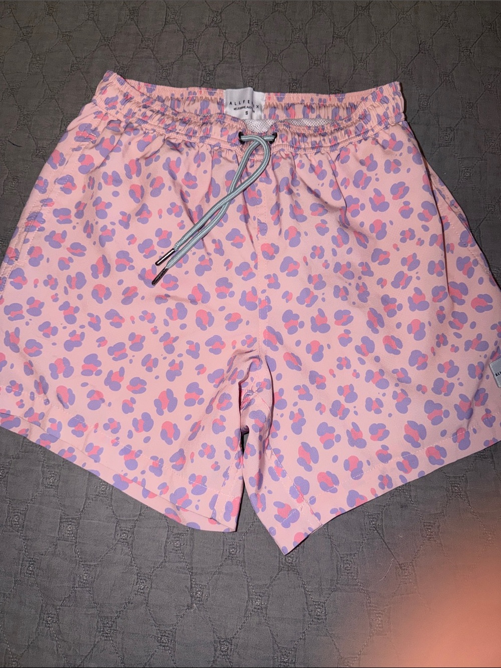 ALLFENIX Pink & Lavender Leopard-Print Swim Trunks